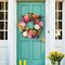 Spring Wreaths for Front Door, 22'' Summer Front Door Wreath with Daisy Flowers & Greenery Leaves, Pink Wreath for Indoor & Outside All Season